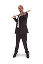 Portrait of angry businessman holding baseball bat Royalty Free Stock Photo