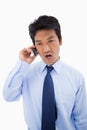 Portrait of an angry businessman making a phone call Royalty Free Stock Photo