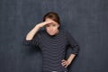 Portrait of angry dissatisfied young woman looking far away Royalty Free Stock Photo