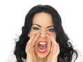 Portrait of an Angry Frustrated Young Hispanic Woman Shouting in Outrage Royalty Free Stock Photo