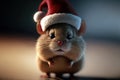 Portrait of an angry hamster with santa hat