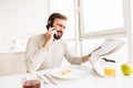 Portrait of an angry man talking on mobile phone Royalty Free Stock Photo