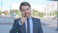 Portrait of Angry Businessman Fighting Outdoor