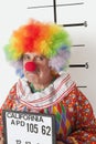 Portrait of angry senior clown during mug shot Royalty Free Stock Photo