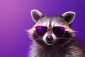 portrait animal panel raccoon glasses pet music party fun background young. Generative AI.