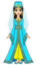 Portrait of the animation Arab princess in ancient suit.