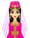 Portrait of the animation Arab princess in ancient suit.