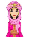 Portrait of the animation Arab princess in ancient suit.