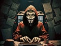 Portrait of anonymous hacker. Concept of hacking cybersecurity, cybercrime, cyberattack, etc