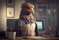 Portrait of an anthropomorphic eagle as a developer in the office. Generate Ai.