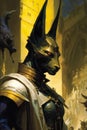 portrait of Anubis, god of the dead, protector of graves and guide to the underworld, anthropomorphic god Royalty Free Stock Photo