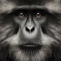 Portrait of an ape isolated on white background. ai generative