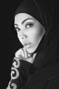 Portrait Arab girl in hijab, eye b/w foto Royalty Free Stock Photo
