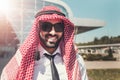 Portrait of Arab Man Wears Red Keffiyeh
