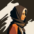 Portrait of an arabian woman in hijab. Vector flat illustration Royalty Free Stock Photo