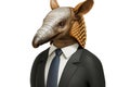 Portrait of Armadillo in a business suit - Digital 3D Illustration on white background