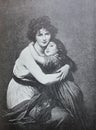 Portrait of the artist with her daughter by Ãâ°lisabeth VigÃÂ©e Le Brun in the vintage book One hundred masterpieces of art by O.I