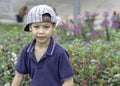 Portrait of Asean boy , laughing and smiling happily in the park