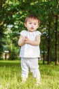 Portrait of asian baby clapping her hands Royalty Free Stock Photo