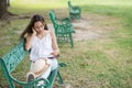 Relax woman read book in park Royalty Free Stock Photo