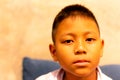 Portrait of asian boy crying with tear on his face. Royalty Free Stock Photo