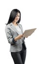 Portrait of asian business woman holding clipboard Royalty Free Stock Photo