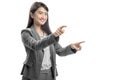 Portrait of asian business woman touching something with her finger Royalty Free Stock Photo