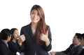 Portrait of Asian businesswoman standing in front of her team at office, female leader Royalty Free Stock Photo