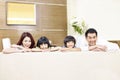 Portrait of an asian family with two children. Royalty Free Stock Photo