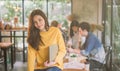 Portrait of asian female working team coworking office ,Smiling of happy beautif.ul woman in modern office Royalty Free Stock Photo