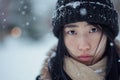 Portrait Of An Asian Girl Experiencing Winter Blues And Heartbreak