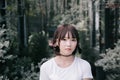 Portrait beautiful asian girl looking in nature outdoor Royalty Free Stock Photo