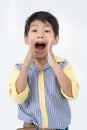 Portrait of asian happy boy Excited face and looking at camera Royalty Free Stock Photo