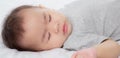 Portrait of asian little baby girl sleeping on bed in the bedroom at home.