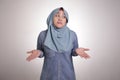 Muslim Woman shows Denial or Refusal Gesture, Shrug Royalty Free Stock Photo