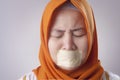 Muslim Lady Crying with Mouth Clossed, Banned for Talking