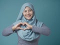 Muslim Woman Making Love Heart Hand Sign Gesture Royalty Free Stock Photo