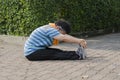 Portrait of Asian Senior Stretching