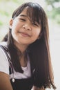 Portrait of asian teenager toothy smiling face happiness emotion Royalty Free Stock Photo