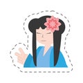 portrait asian woman wearing dress and sakura flower