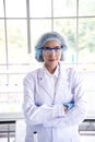 Portrait Asian women scientist laboratory background. female research pathologist clinician expert medical chemist. Woman Royalty Free Stock Photo