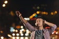 Portrait of a asian young man listening music. Royalty Free Stock Photo