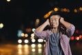 Portrait of a asian young man listening music. Royalty Free Stock Photo