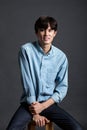 Portrait of Asian young man smiling looking at camera