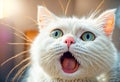 Portrait an astonished cute cat cartoon kitty shocked surprise funny mammal astonishment