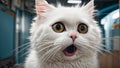 Portrait an astonished cute cat cartoon animal eyes surprise funny