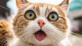 Portrait an astonished cute cat cartoon kitty eyes surprise funny mammal astonishment