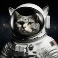 Portrait of an astronaut cat dressed in a cosmonaut`s spacesuit Royalty Free Stock Photo