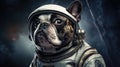 Portrait of an astronaut dog in a spacesuit.AI generated image Royalty Free Stock Photo