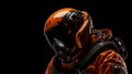 Portrait of an astronaut in a helmet close-up, sci-fi atmosphere. Male cosmonaut